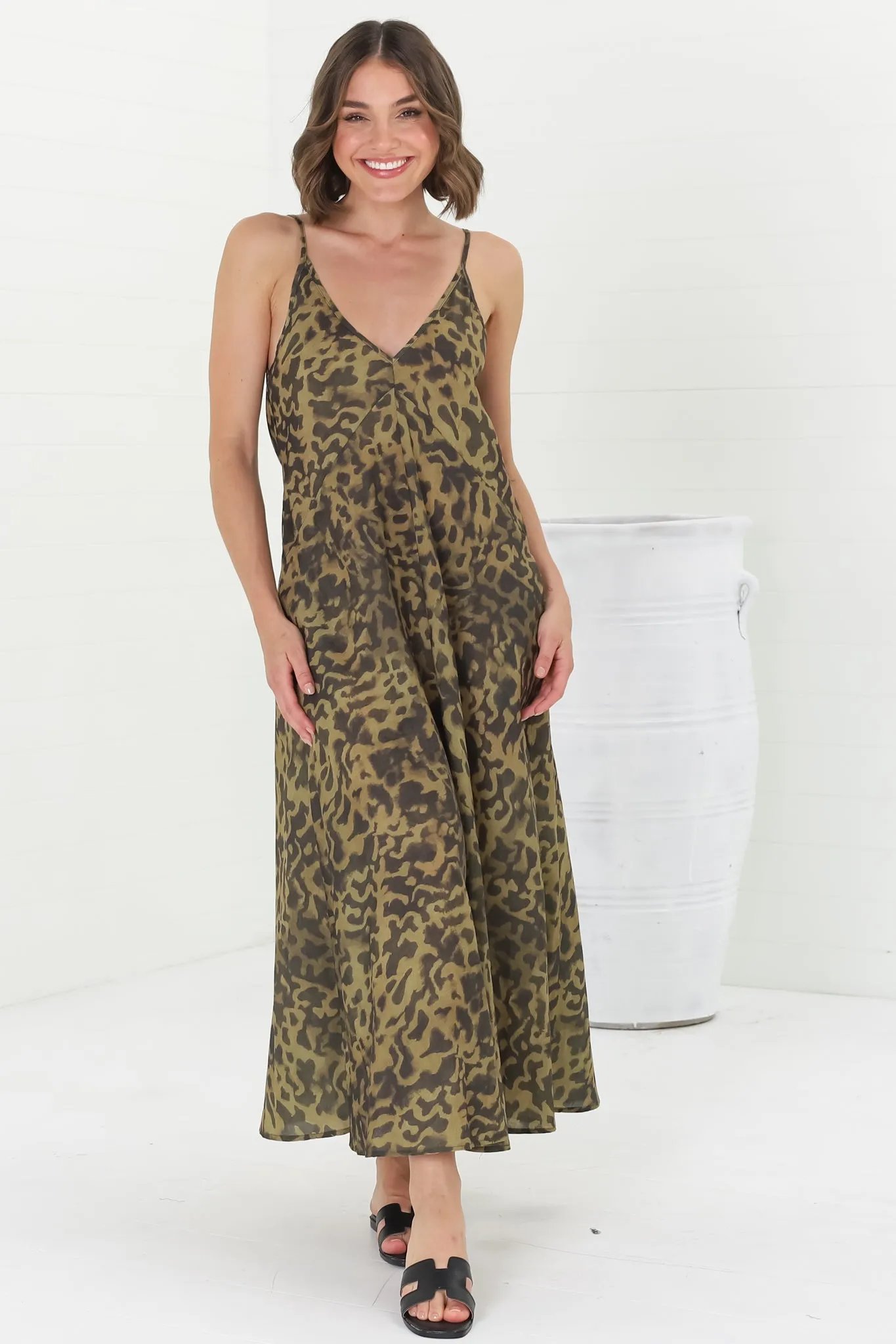 Olga Midi Dress - Bias Cut Sun Dress in Betina Print sold by Salty Crush