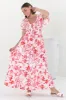 Amaya Midi Dress - Shirred Cap Sleeve A Line Dress in Braley Print Pink sold by Salty Crush