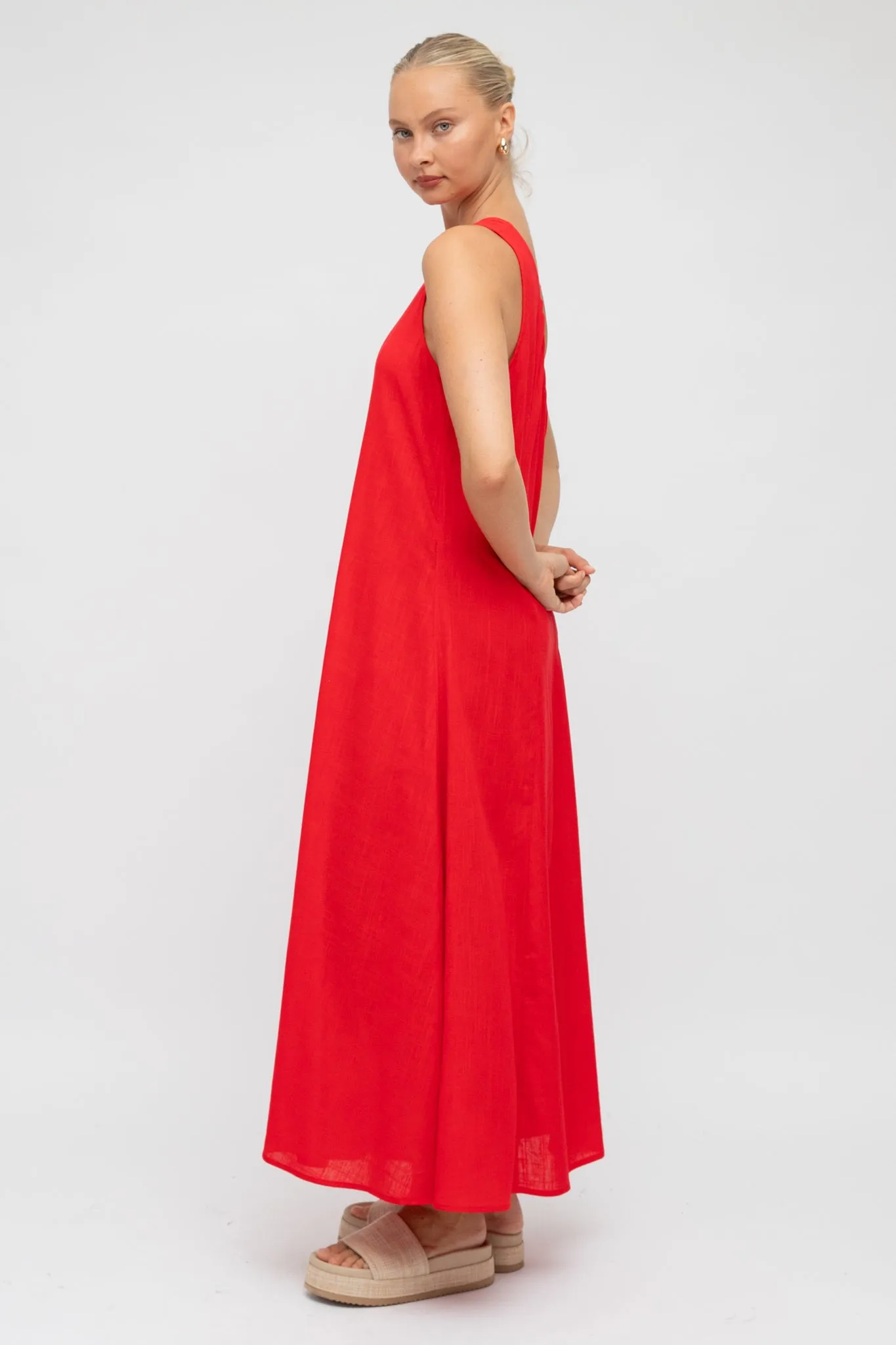 Polly Maxi Dress - One Shoulder Sun Dress in Red sold by Salty Crush product image thumbnail 3