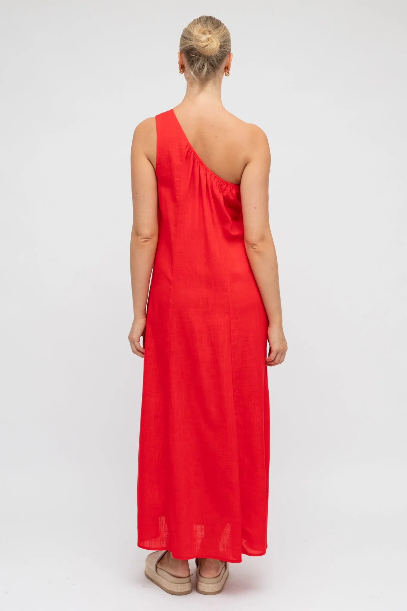 Polly Maxi Dress - One Shoulder Sun Dress in Red sold by Salty Crush product image thumbnail 4
