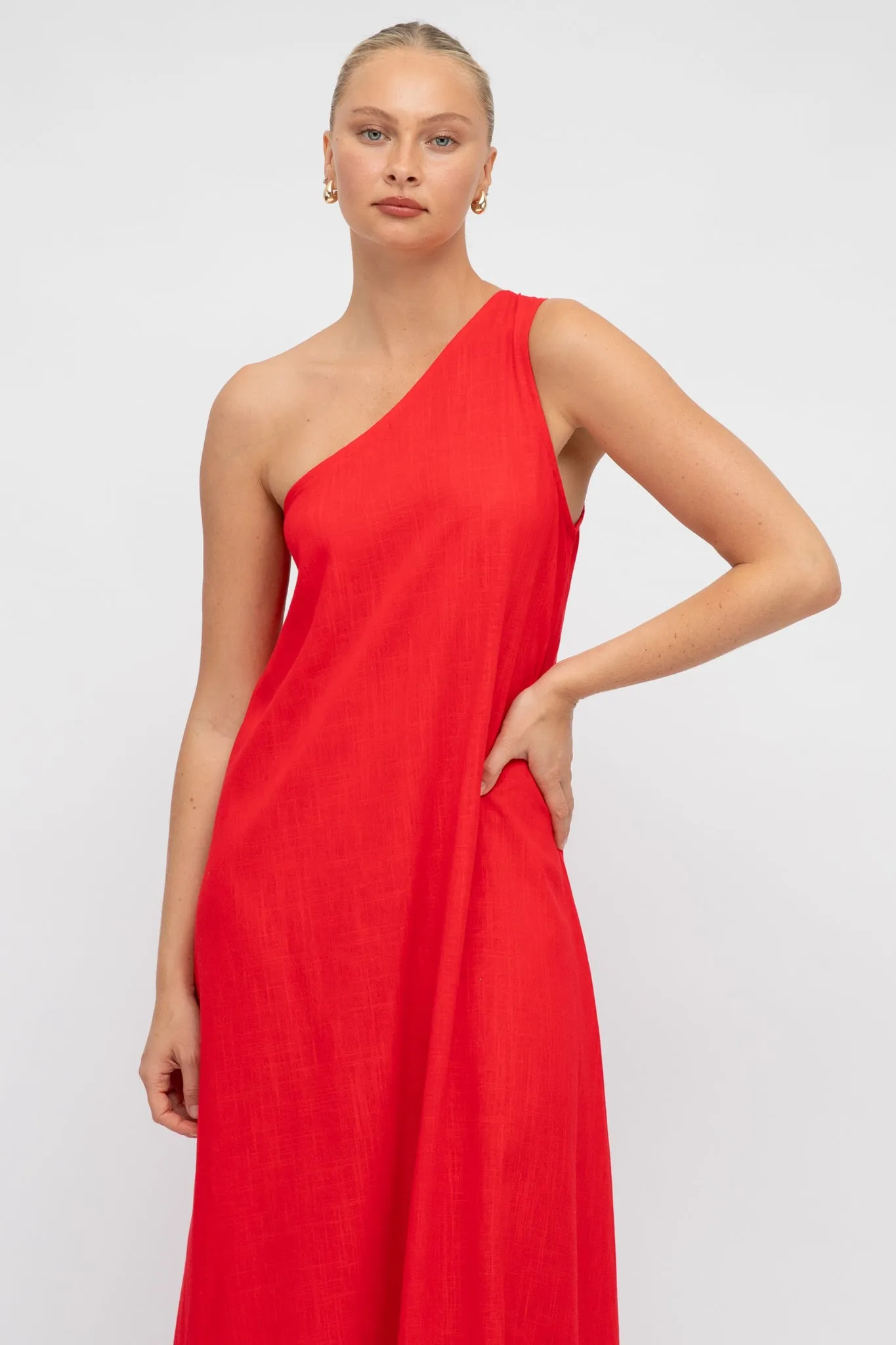 Polly Maxi Dress - One Shoulder Sun Dress in Red sold by Salty Crush product image thumbnail 2