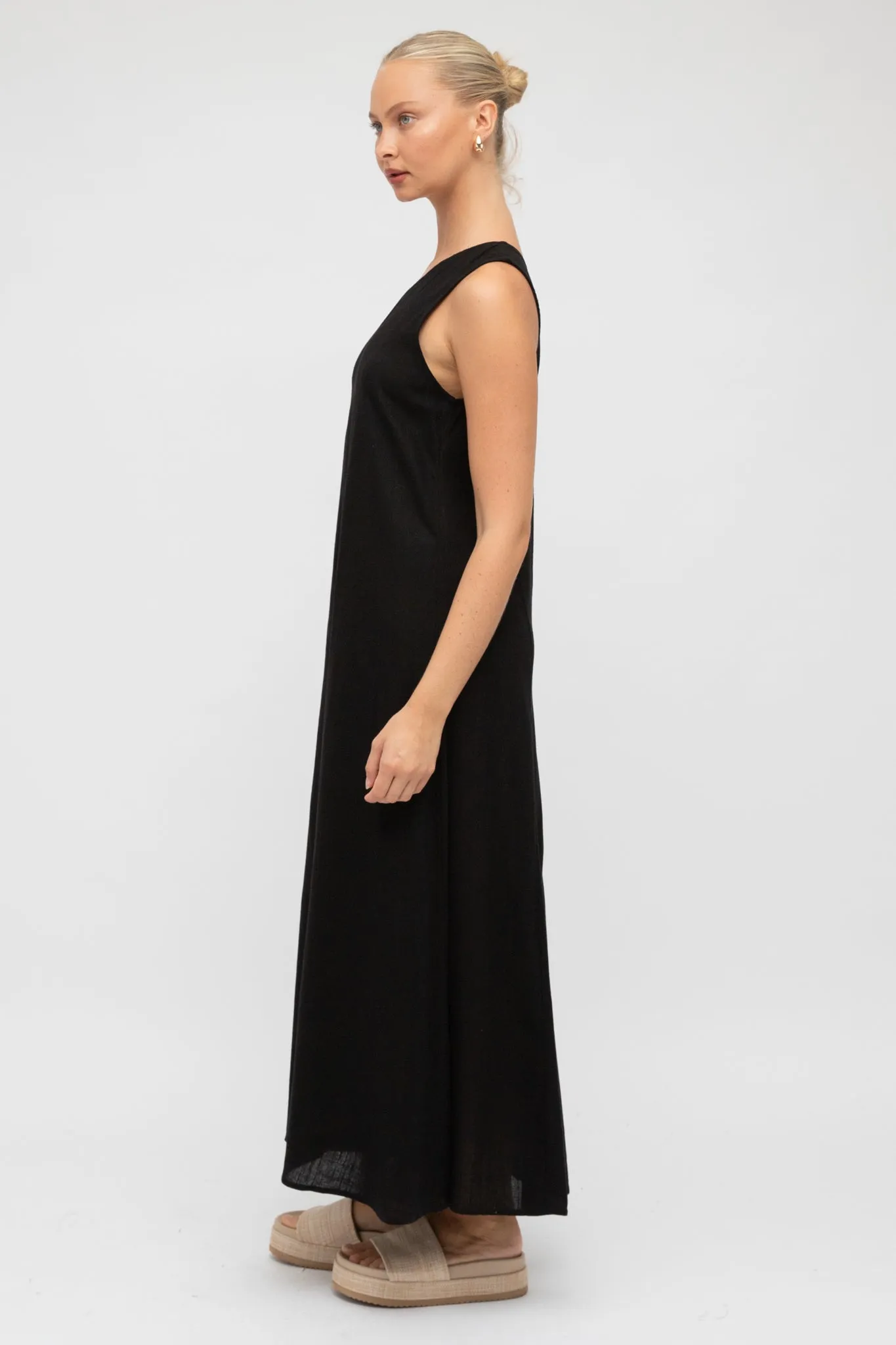 Polly Maxi Dress - One Shoulder Sun Dress in Black sold by Salty Crush product image thumbnail 3
