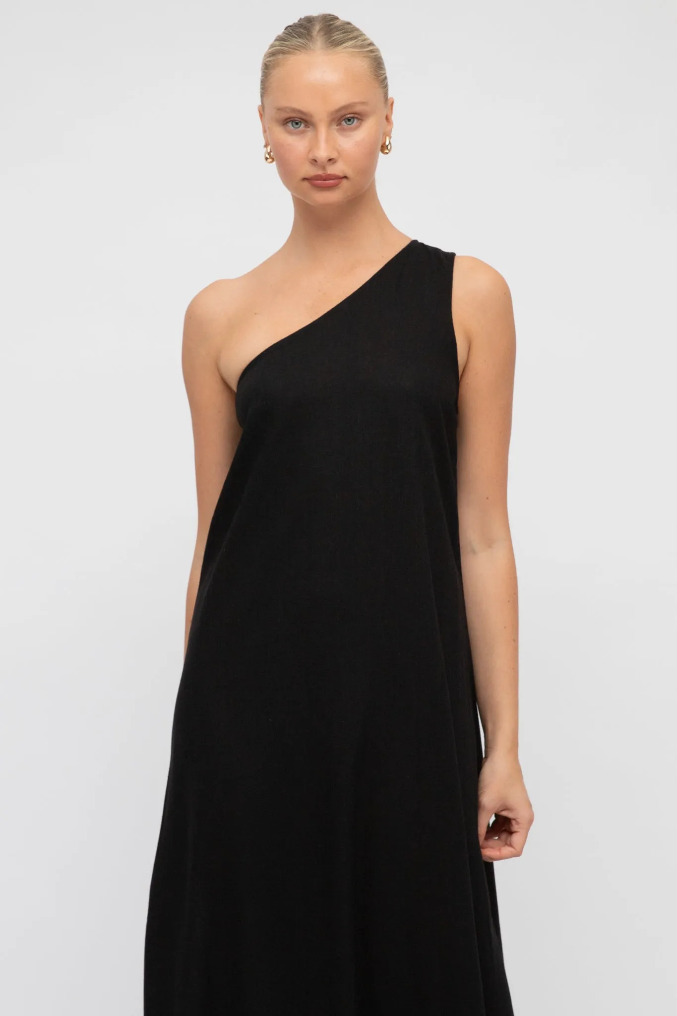 Polly Maxi Dress - One Shoulder Sun Dress in Black sold by Salty Crush product image thumbnail 2