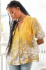 Sierra Top - Short Balloon Sleeve Button Down Shirt in Calla Print sold by Salty Crush