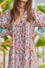 JAASE - Briana Midi Dress: Frill Collar Oversized Buttoned Dress with Waist Tie and Frill Splicing in Field DayPrint sold by Salty Crush