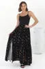 Hellen Maxi Skirt - High Waisted Skirt with Front Splits in Melany Print Black sold by Salty Crush