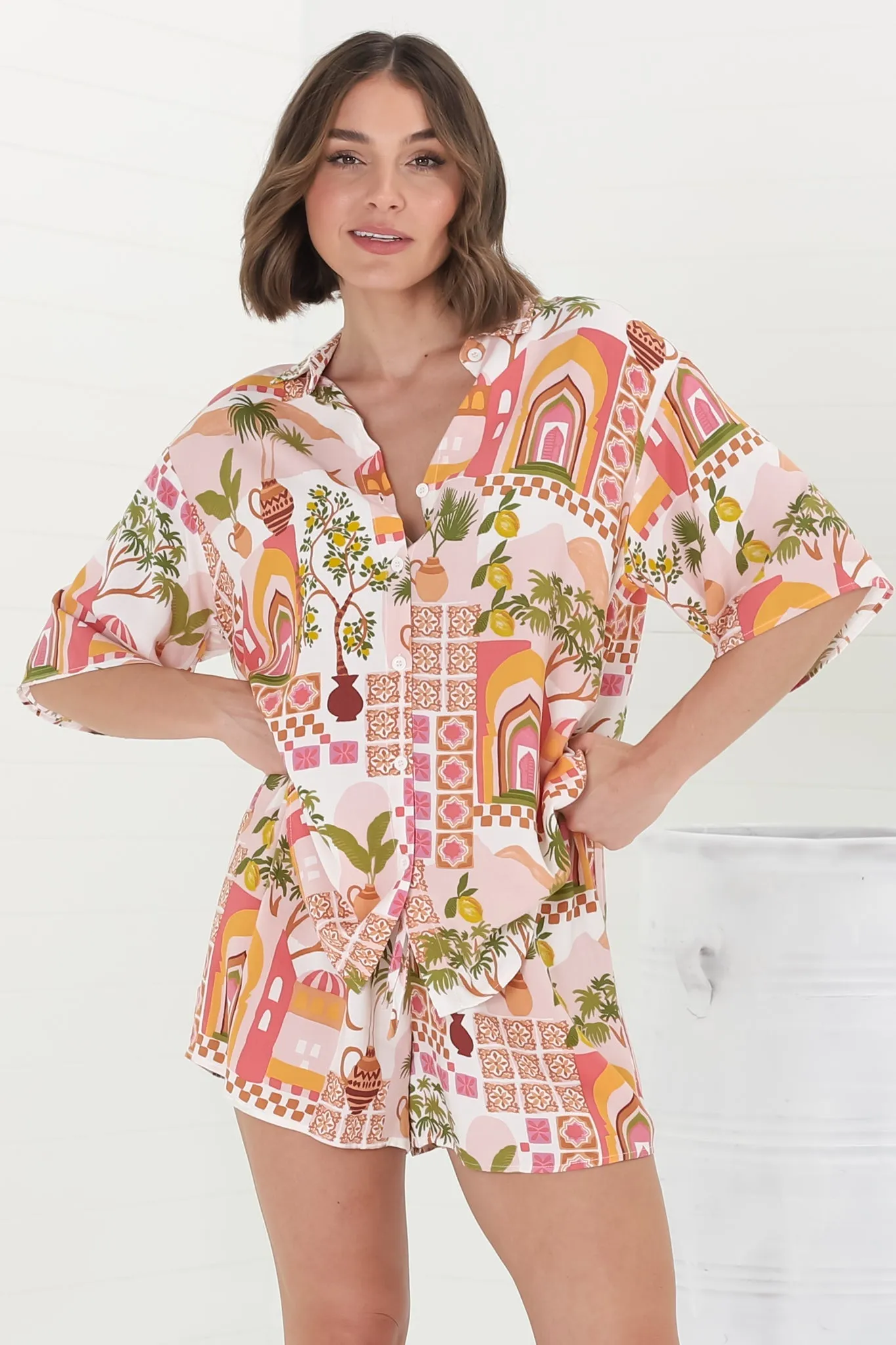 Mirian Button Up Shirt And Shorts Set - Baroa Print sold by Salty Crush product image thumbnail 4