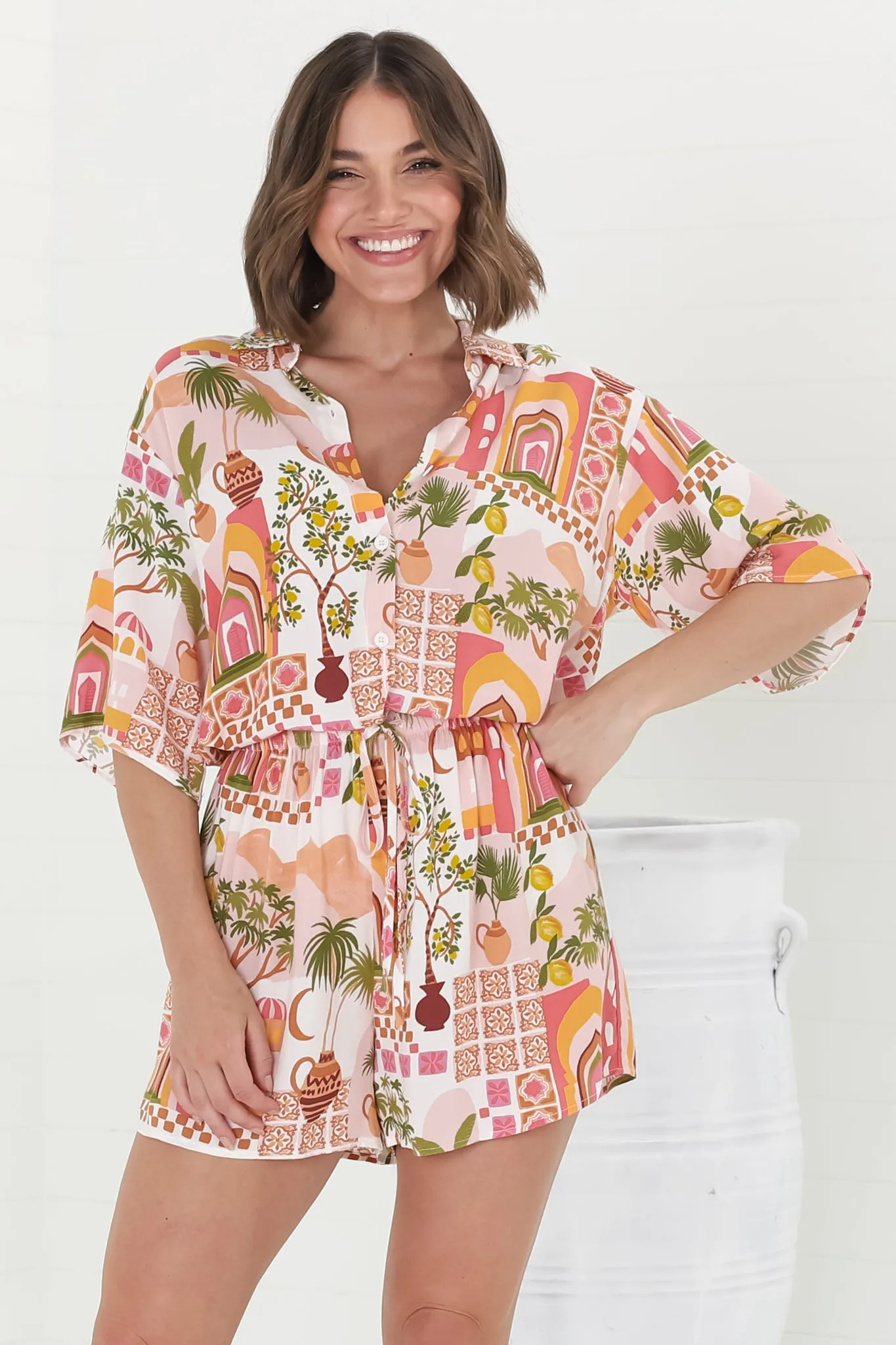 Mirian Button Up Shirt And Shorts Set - Baroa Print sold by Salty Crush product image thumbnail 2