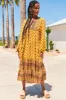 Liliana Midi Dress - V Neckline with Long Sleeves Dress in Sunbeam Print sold by Salty Crush
