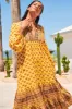 Liliana Midi Dress - V Neckline with Long Sleeves Dress in Sunbeam Print sold by Salty Crush