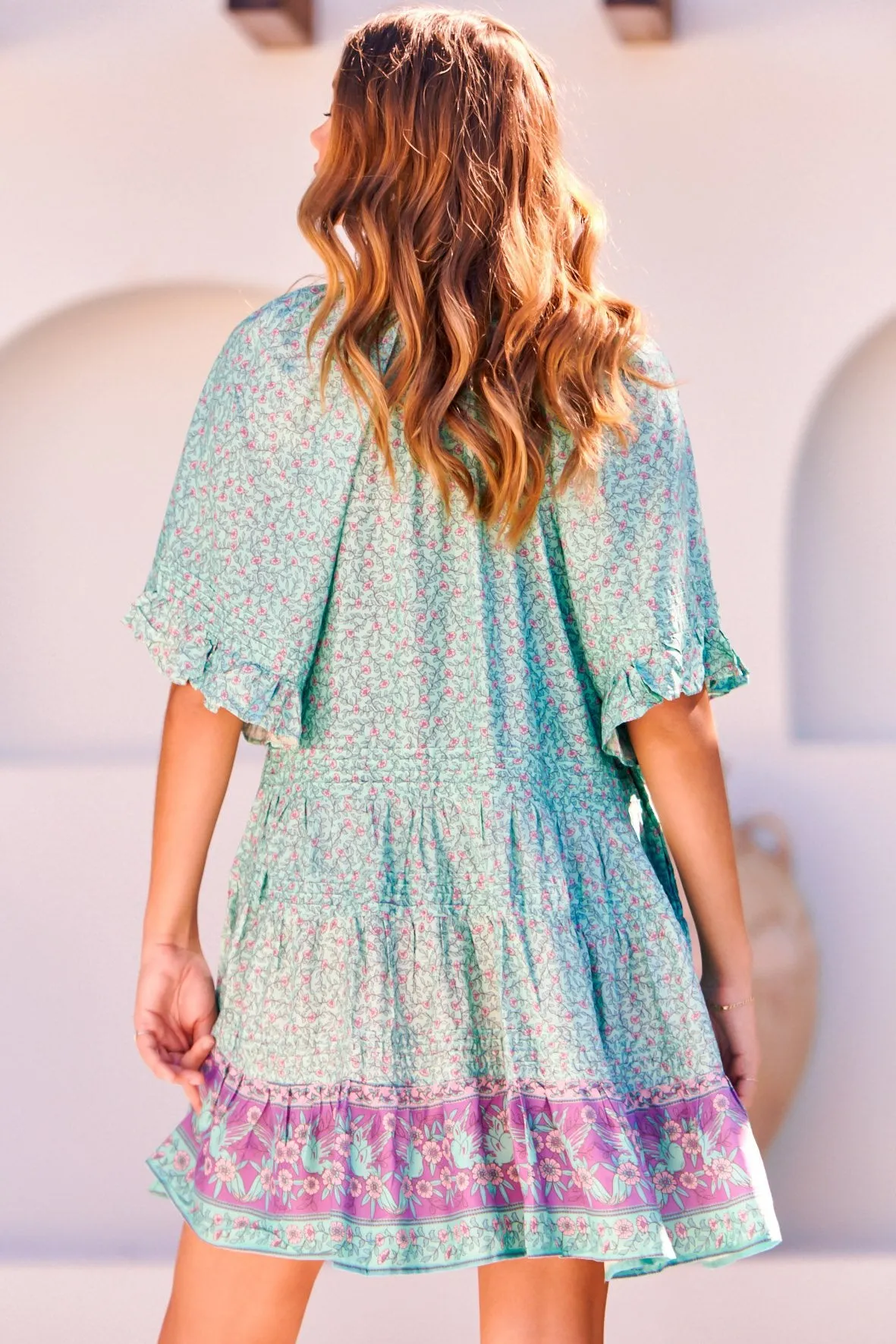 Gigi - Love Birds Aqua Mini Dress sold by Salty Crush product image thumbnail 5