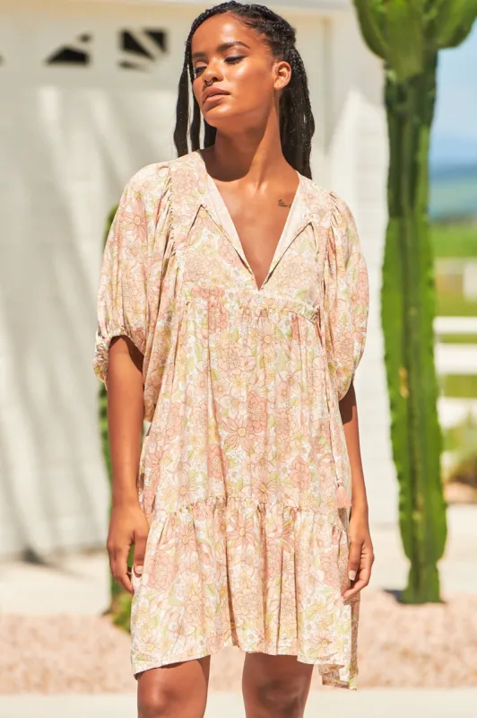 Alice Mini Dress - V Neckline with Pin Tucking Bust Detail Dress Tigerlily Print sold by Salty Crush