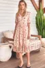 JAASE - Eve Midi Dress: V-Neck Tiered Dress with Option Waist Tie in Daisies Print sold by Salty Crush