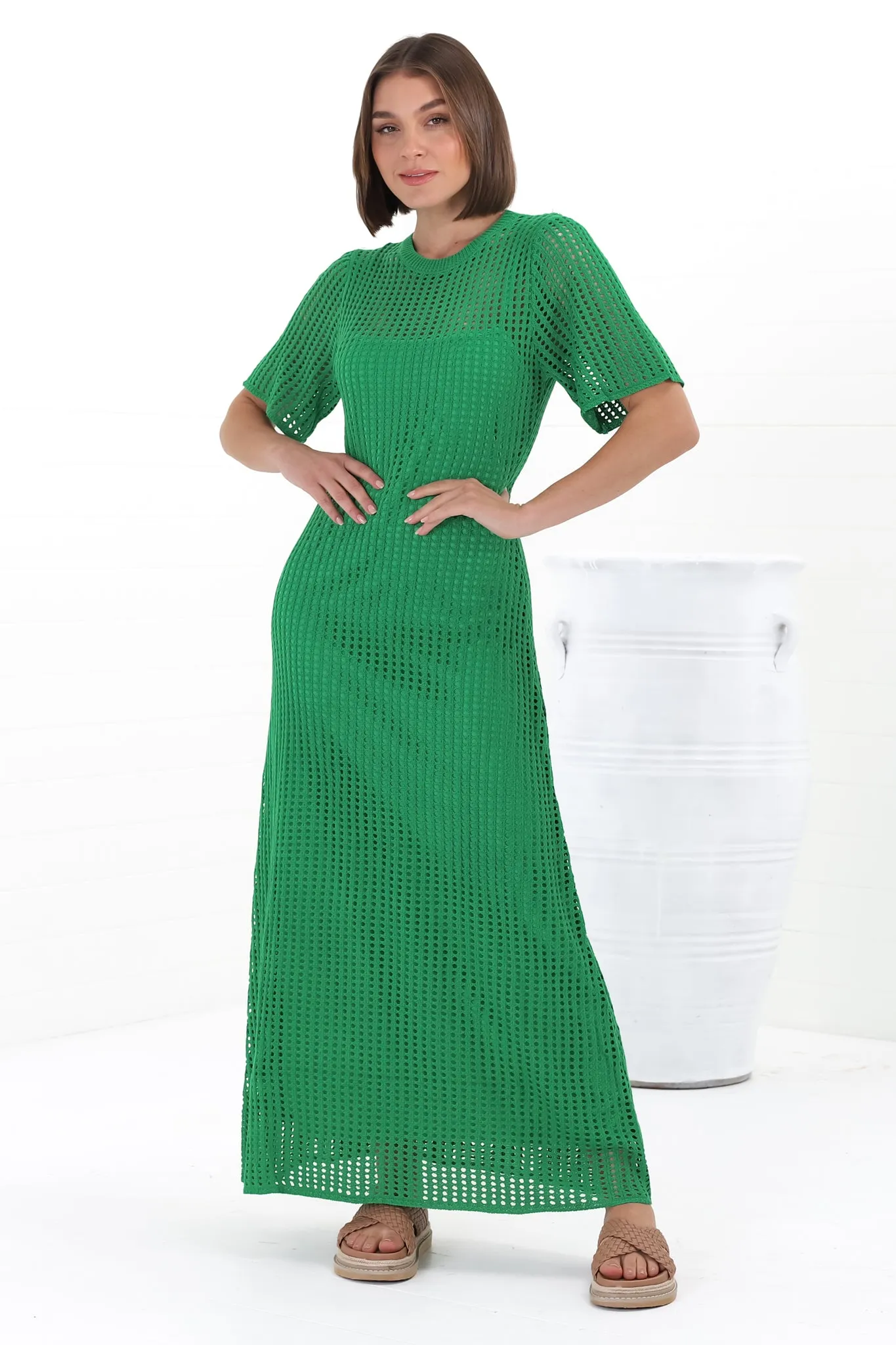 Roberta Maxi Dress - Knit Body Con Dress In Green sold by Salty Crush product image thumbnail 2