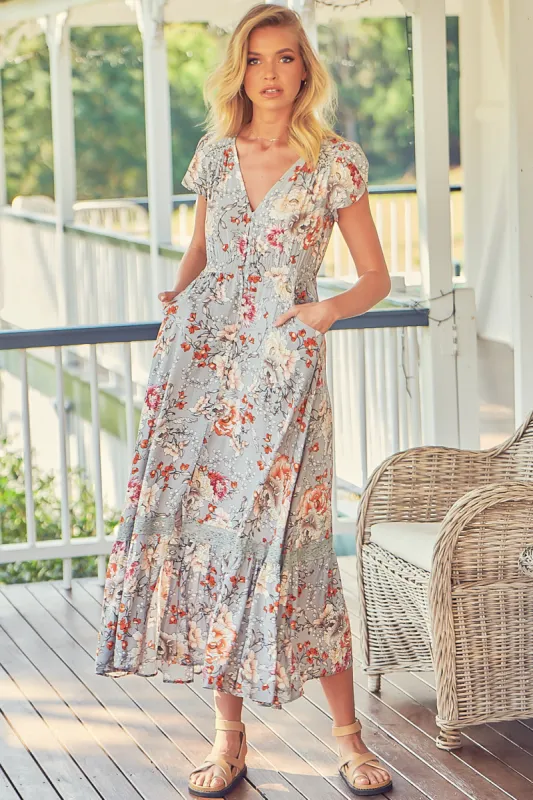 Carmen - Orange Blossom Maxi Dress sold by Salty Crush