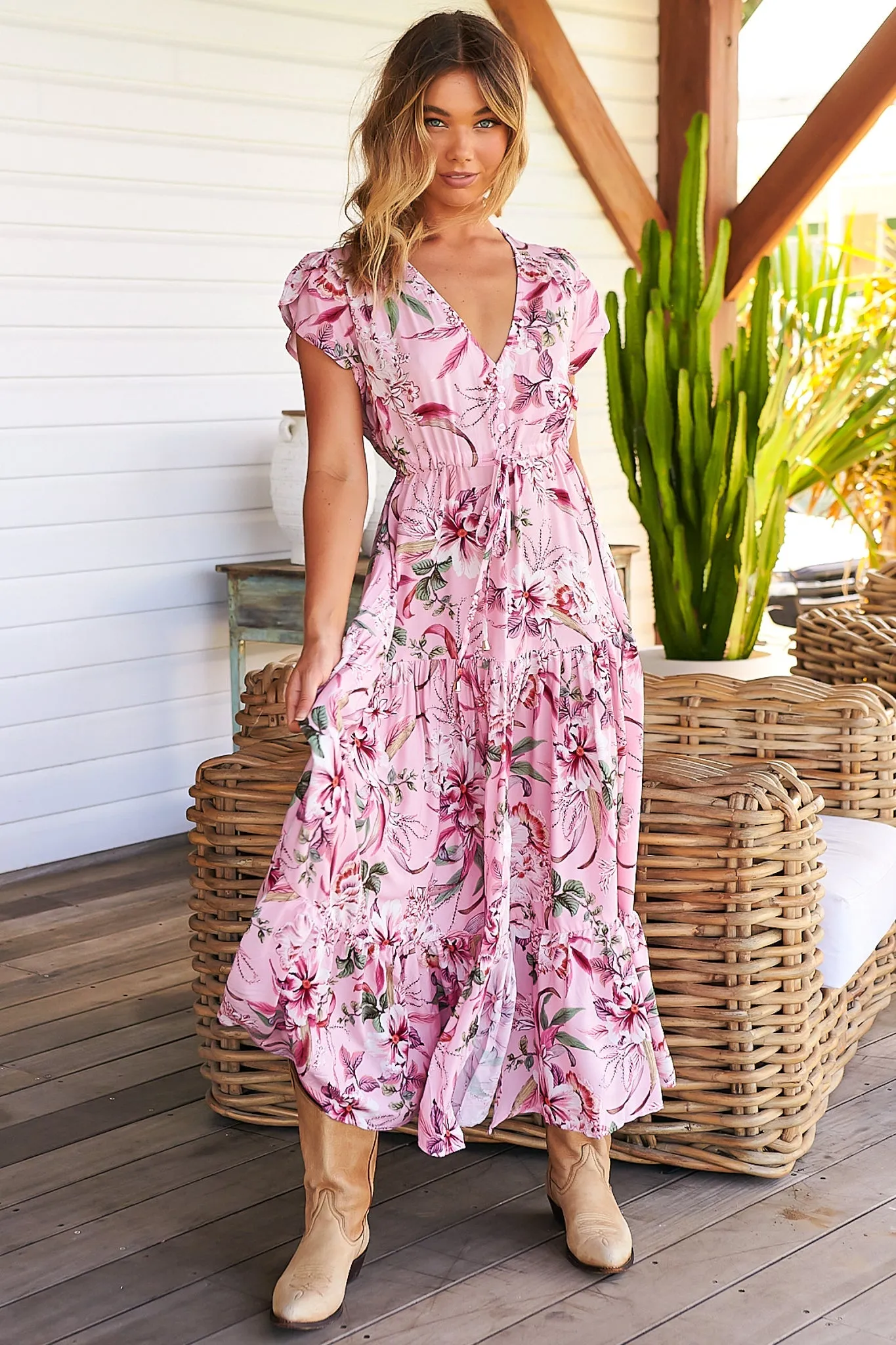 Melissa - Pink Lotus Maxi Dress sold by Salty Crush