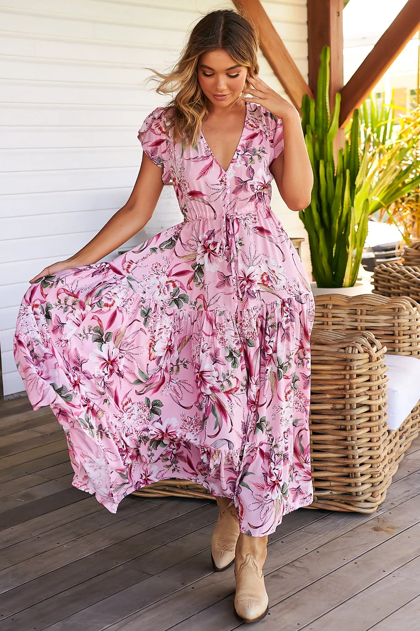 Melissa - Pink Lotus Maxi Dress sold by Salty Crush product image thumbnail 4