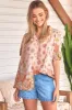 JAASE - Sierra Top: Short Balloon Sleeve Button Down Shirt in Daisies Print sold by Salty Crush