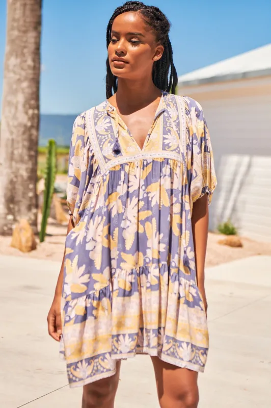 JAASE - Alice Mini Dress: Pin Tuck Detailed Bust Smock Dress in Ray Print sold by Salty Crush