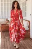 JAASE - Indiana Maxi Dress: Lace Back Shirred Waist A Line Dress with Handkerchief Hemline in Aiko Print sold by Salty Crush