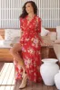 JAASE - Indiana Maxi Dress: Lace Back Shirred Waist A Line Dress with Handkerchief Hemline in Aiko Print sold by Salty Crush