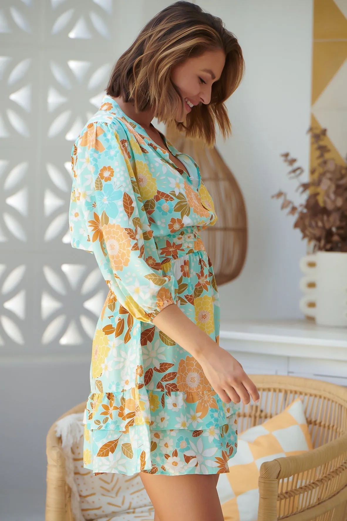 Flowers - Mint Tiffany Mini Dress sold by Salty Crush product image thumbnail 5