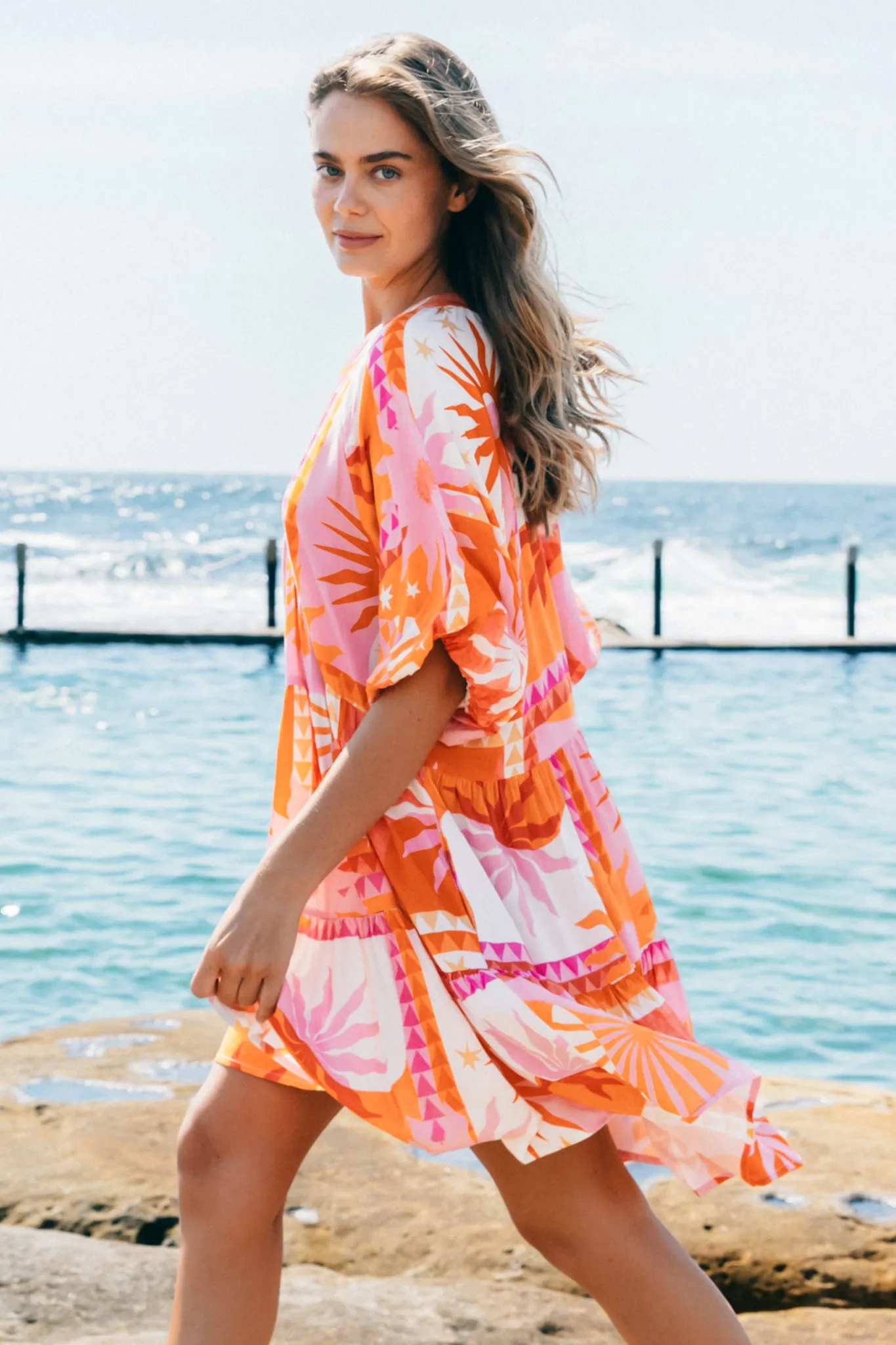 Reve Mini Dress - Balloon Sleeve Tiered Smock Dress in Eliana Print sold by Salty Crush product image thumbnail 5