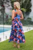 Elysia Midi Dress - Scallop Trim Tiered Sun Dress in Florabelle Print sold by Salty Crush