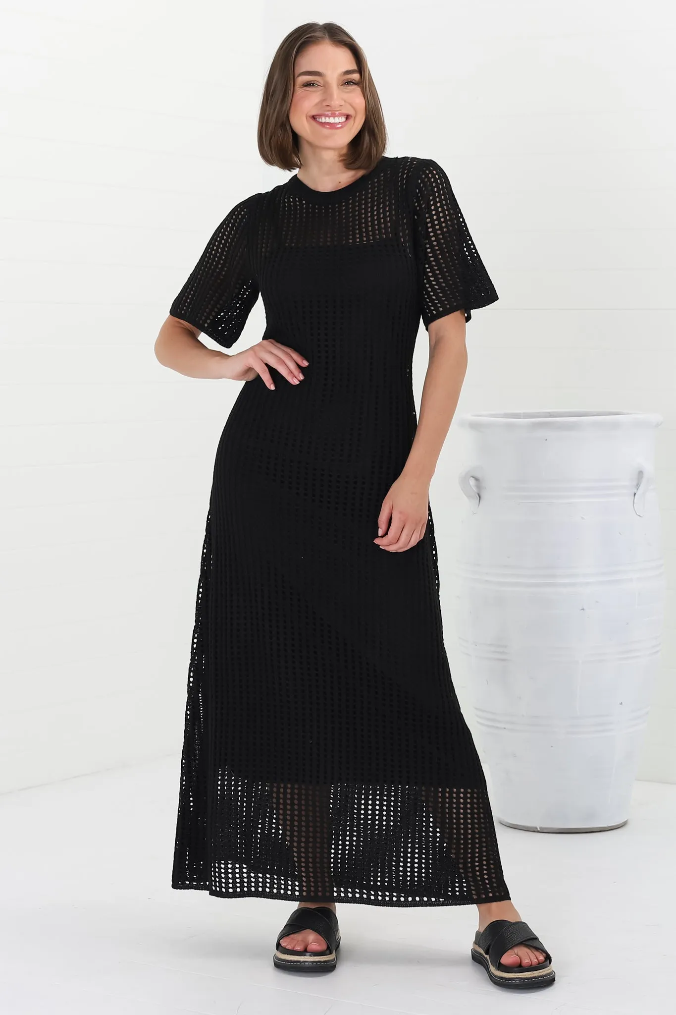 Roberta Maxi Dress - Knit Body Con Dress in Black sold by Salty Crush product image thumbnail 3