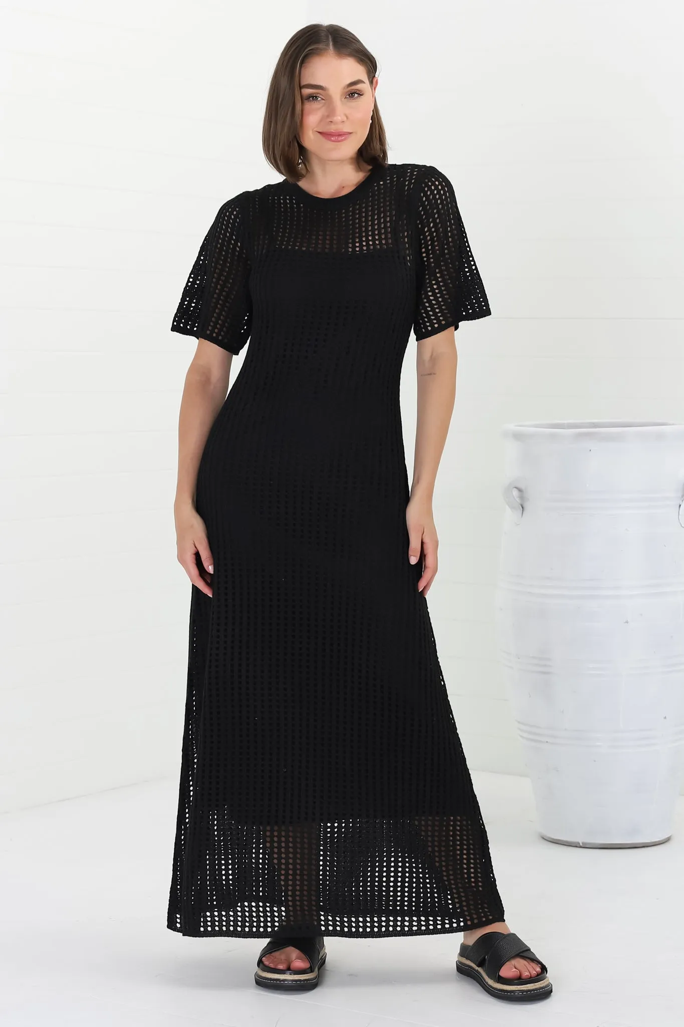 Roberta Maxi Dress - Knit Body Con Dress in Black sold by Salty Crush product image thumbnail 4