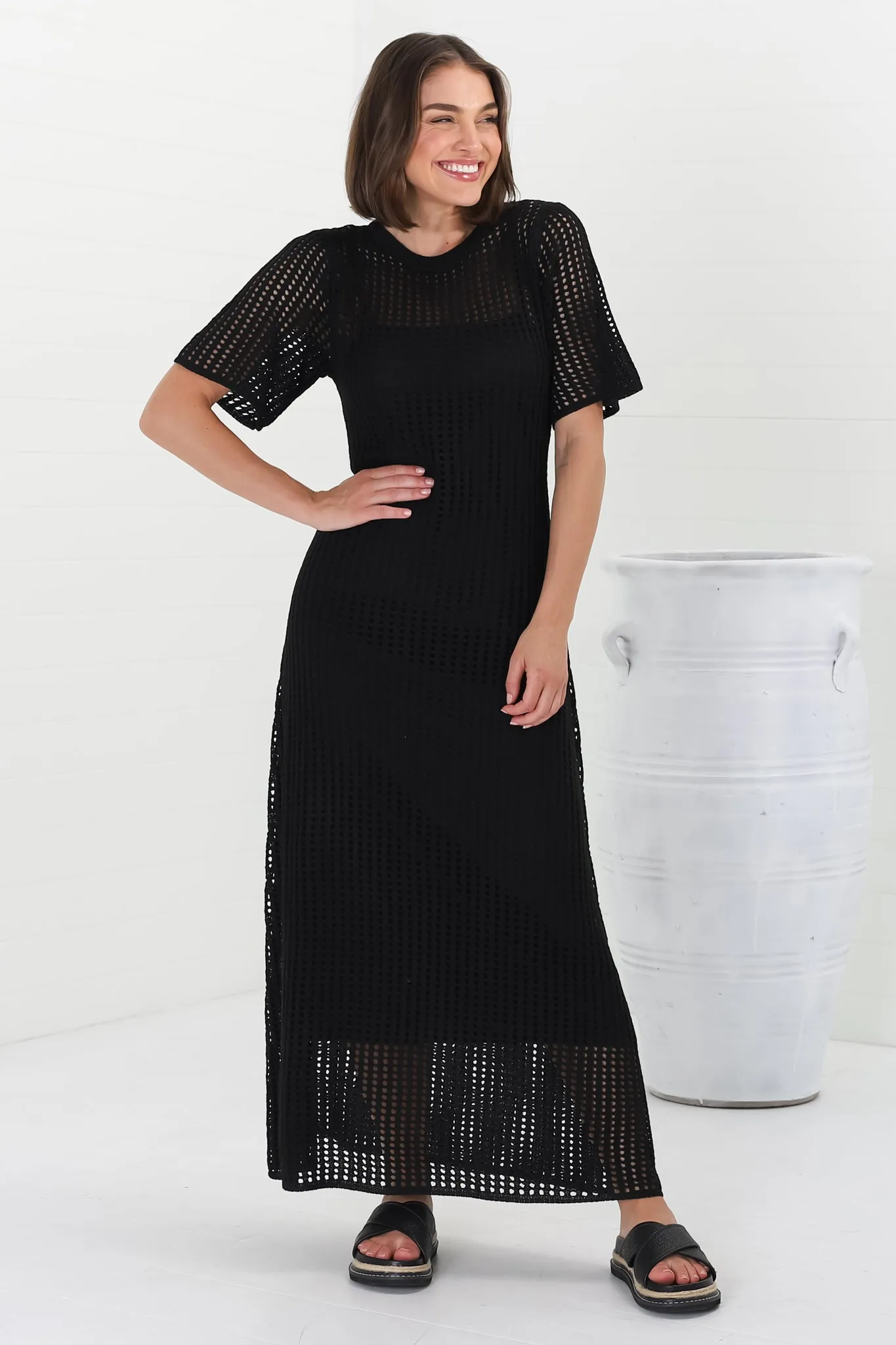 Roberta Maxi Dress - Knit Body Con Dress in Black sold by Salty Crush product image thumbnail 5