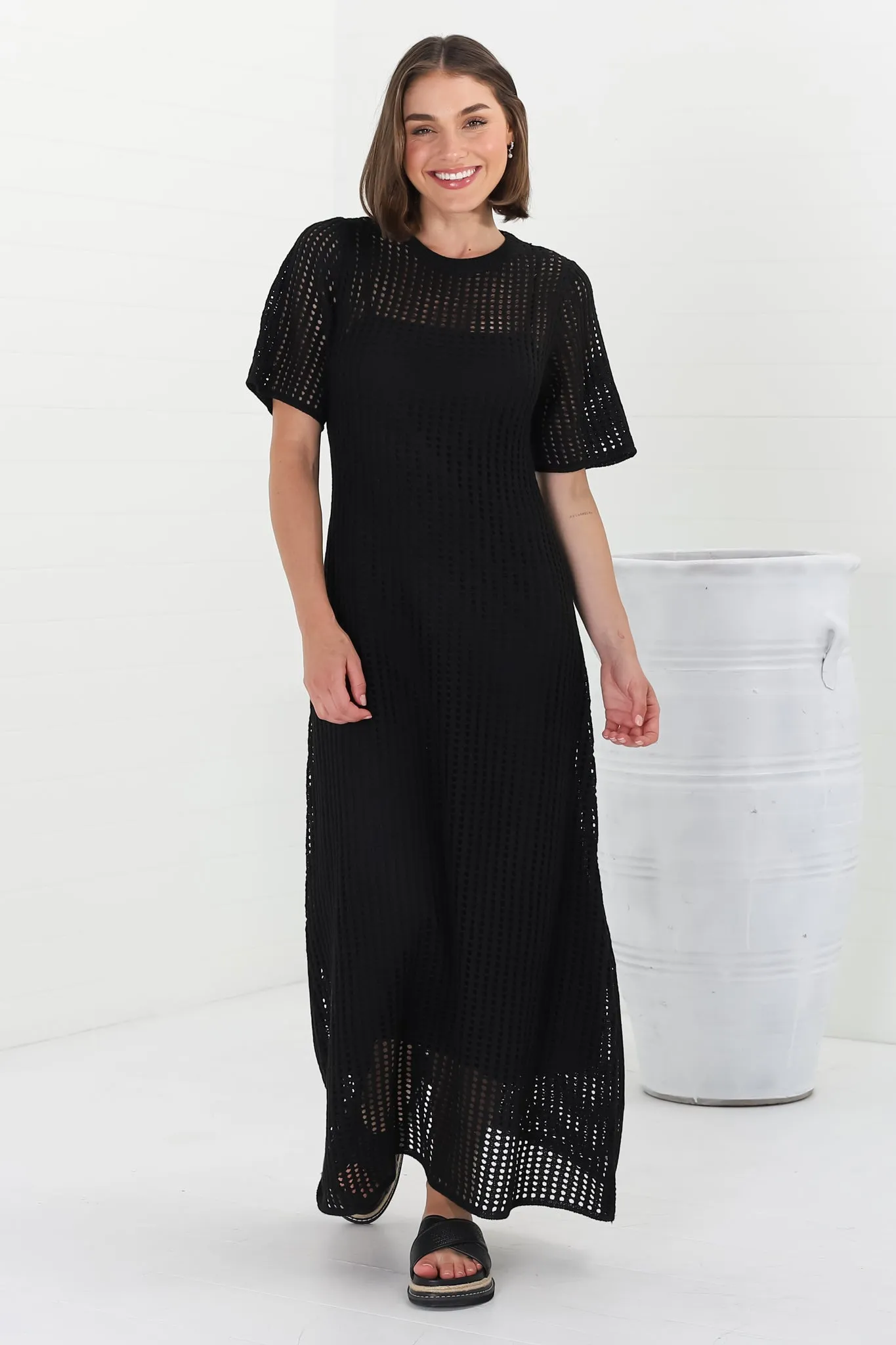 Roberta Maxi Dress - Knit Body Con Dress in Black sold by Salty Crush product image thumbnail 2