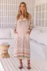 JAASE - Boheme Midi Dress: Piping Defined Bust 3/4 Sleeve Smock Dress in Mist Flower Print sold by Salty Crush