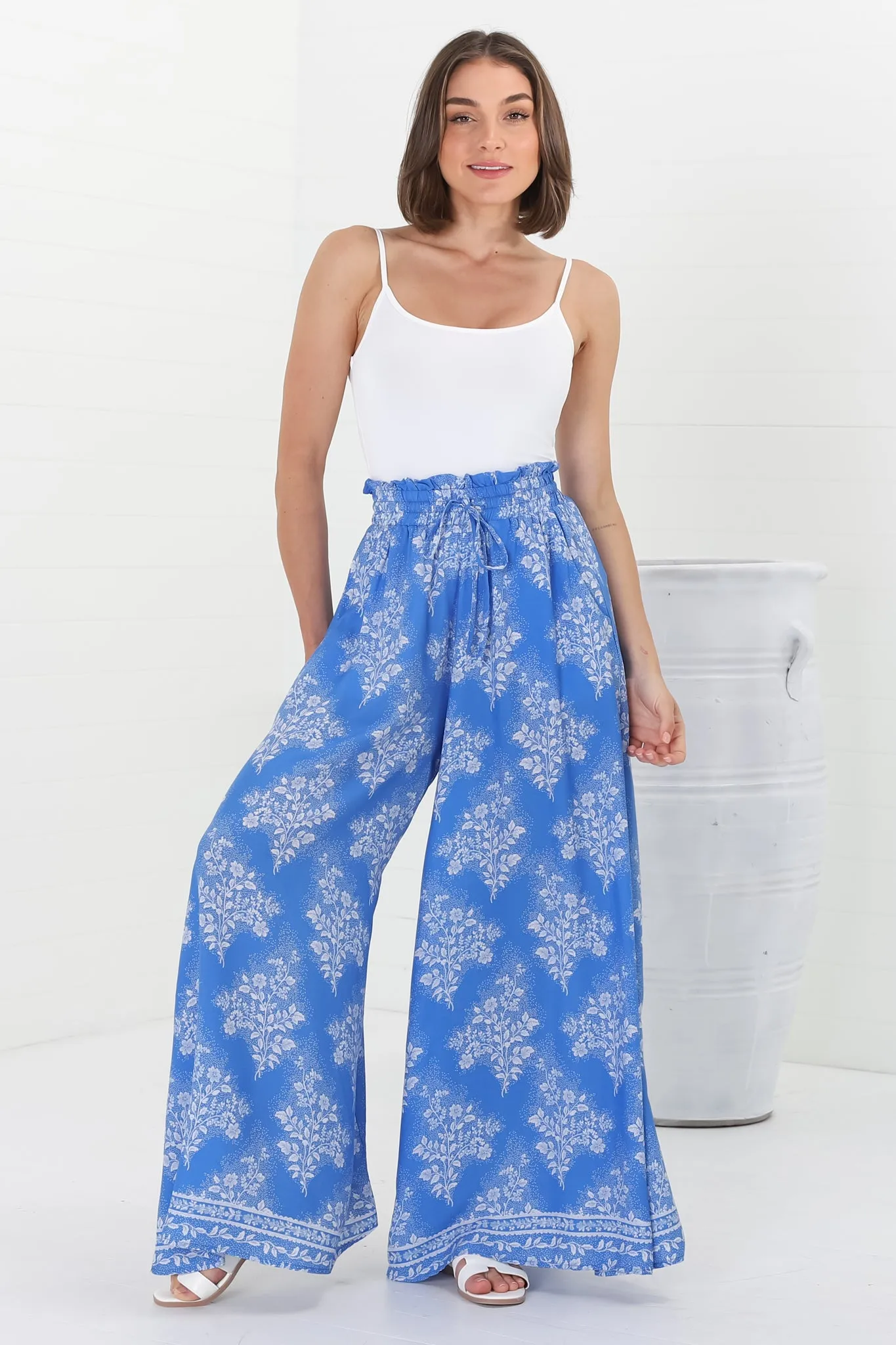 Charli Pants - Paper Bag High Waisted Wide Leg Pants in Bridgette Print sold by Salty Crush product image thumbnail 5