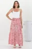 Hellen Maxi Skirt - High Waisted Skirt with Front Splits in Henrietta Print Pink sold by Salty Crush