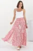 Hellen Maxi Skirt - High Waisted Skirt with Front Splits in Henrietta Print Pink sold by Salty Crush