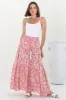 Hellen Maxi Skirt - High Waisted Skirt with Front Splits in Henrietta Print Pink sold by Salty Crush