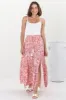 Hellen Maxi Skirt - High Waisted Skirt with Front Splits in Henrietta Print Pink sold by Salty Crush