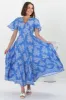 Libby Maxi Dress - Flutter Cap Sleeve Button Waist Detailed A Line Dress in Bridgette Print sold by Salty Crush