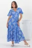 Libby Maxi Dress - Flutter Cap Sleeve Button Waist Detailed A Line Dress in Bridgette Print sold by Salty Crush