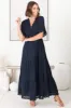 Peony Maxi Dress - Lace Detailed A Line Dress with Flute Sleeves in Navy sold by Salty Crush
