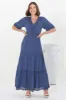 Peony Maxi Dress - Lace Detailed A Line Dress with Flute Sleeves in Blue sold by Salty Crush