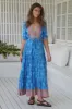JAASE - Tessa Maxi Dress: A Line Pull Tie Waist Dress in Take Me On Vacay Print sold by Salty Crush