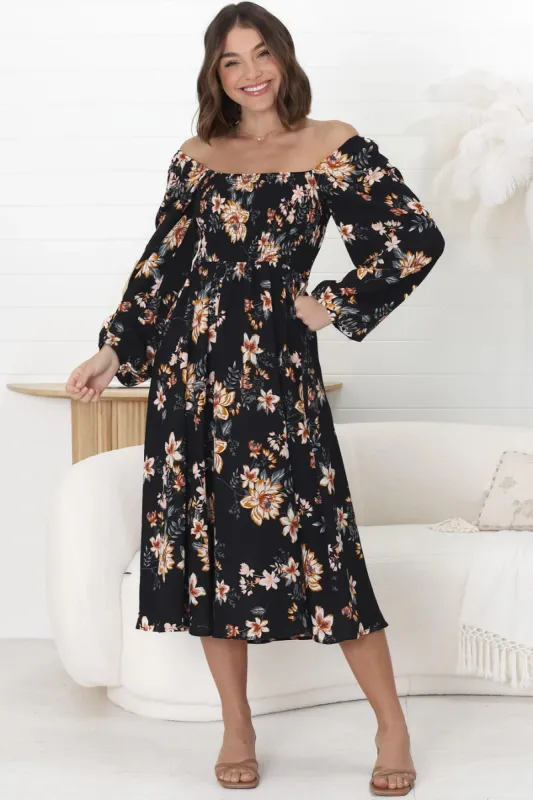 Samera Midi Dress - On or Off Shoulder A Line Dress sold by Salty Crush