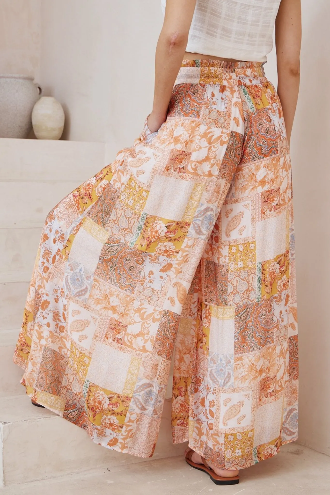 Charli Pants - Paper Bag High Waisted Wide Leg Pants in Indie Print sold by Salty Crush product image thumbnail 4