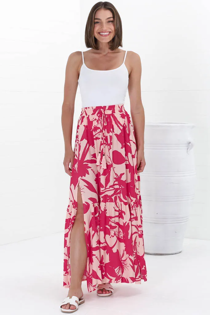 Hellen Maxi Skirt - High Waisted Skirt with Front Splits in Patty Print Pink sold by Salty Crush product image thumbnail 5