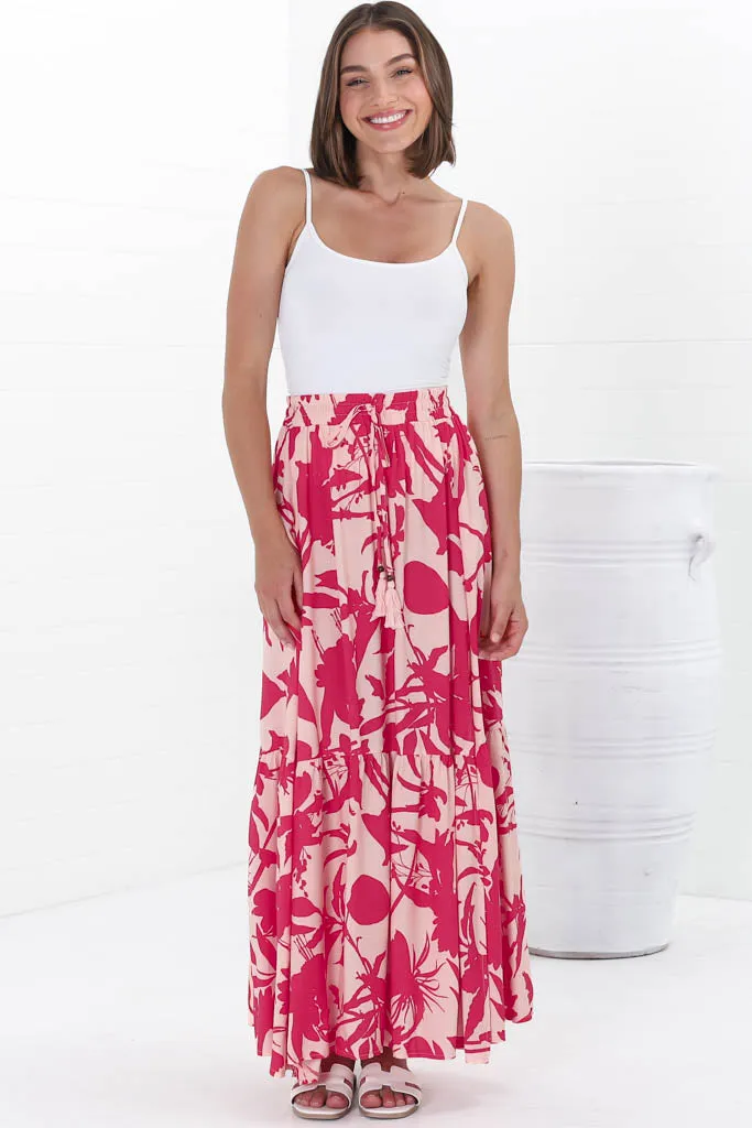 Hellen Maxi Skirt - High Waisted Skirt with Front Splits in Patty Print Pink sold by Salty Crush product image thumbnail 3