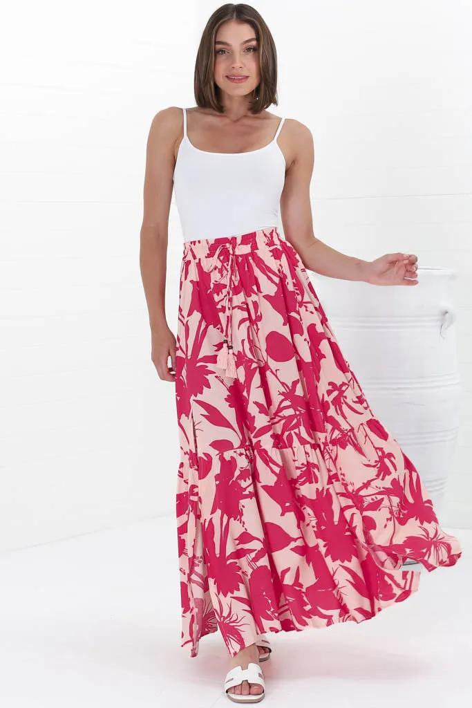 Hellen Maxi Skirt - High Waisted Skirt with Front Splits in Patty Print Pink sold by Salty Crush product image thumbnail 2
