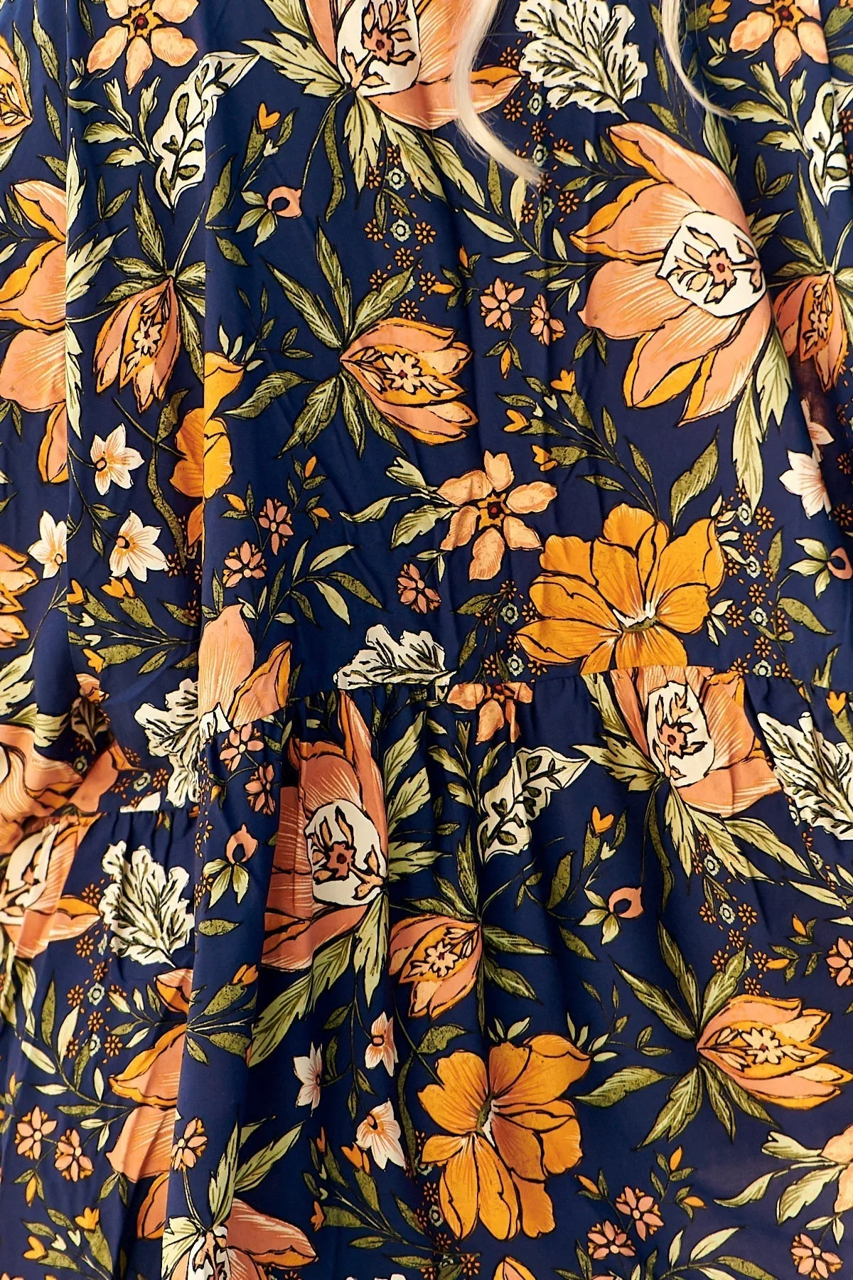 Bajo Blouse - Crochet Trim Smock Top with 3/4 Sleeves in California Poppy Print sold by Salty Crush product image thumbnail 4