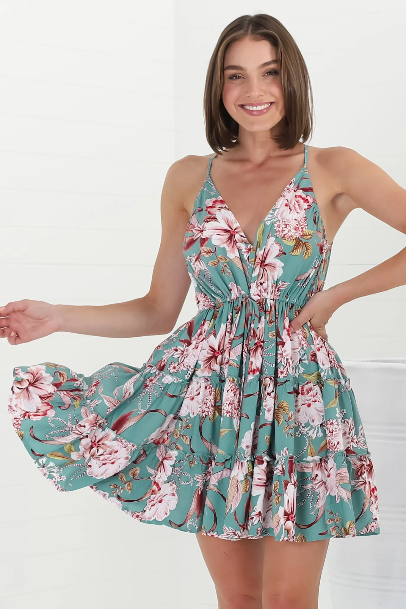 Reef Mini Dress - Tiered Sun Dress in Malini Print sold by Salty Crush product image thumbnail 3